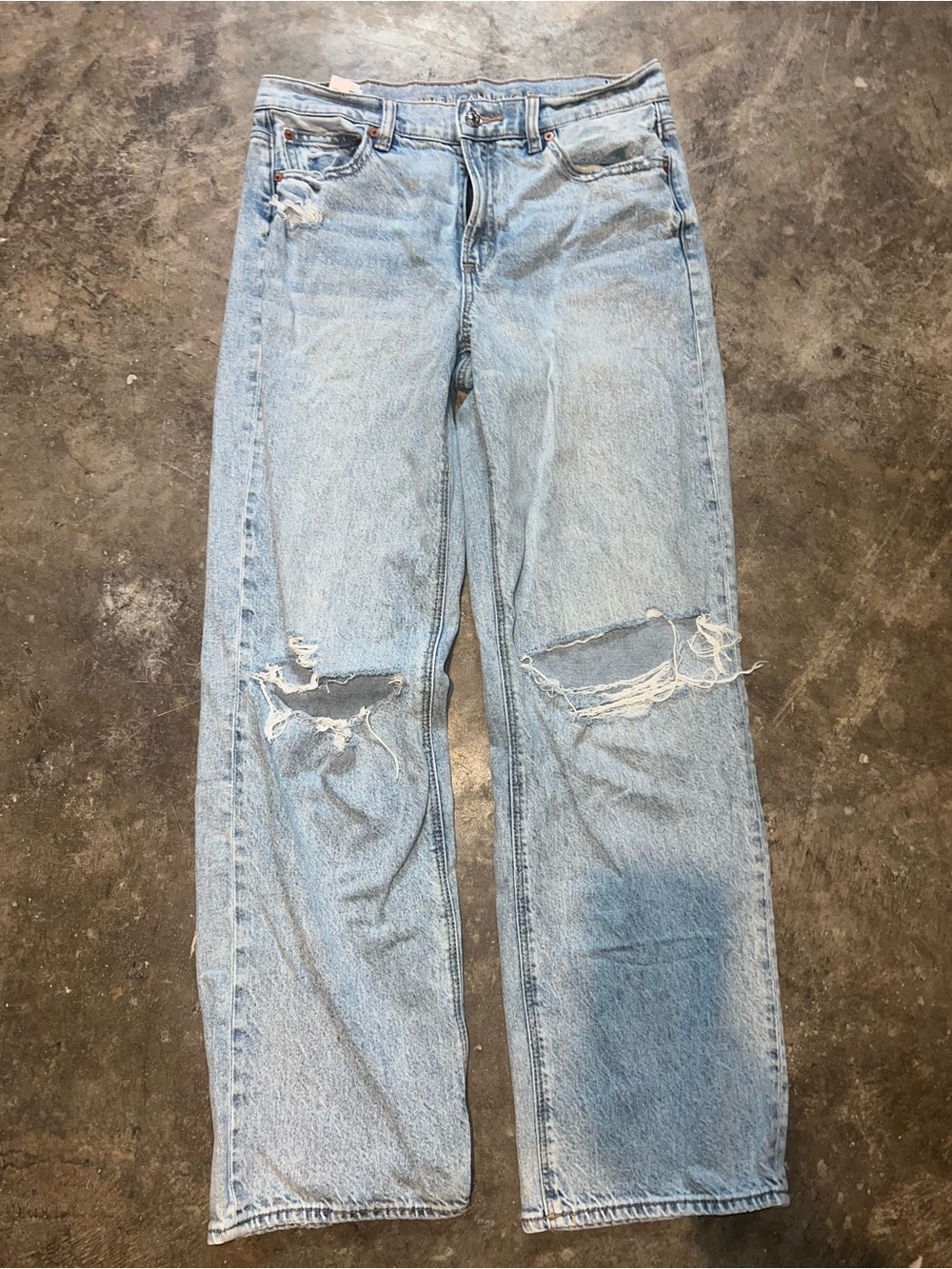 American Eagle Outfitters Light Blue Stovepipe Distressed Straight-Leg Jeans